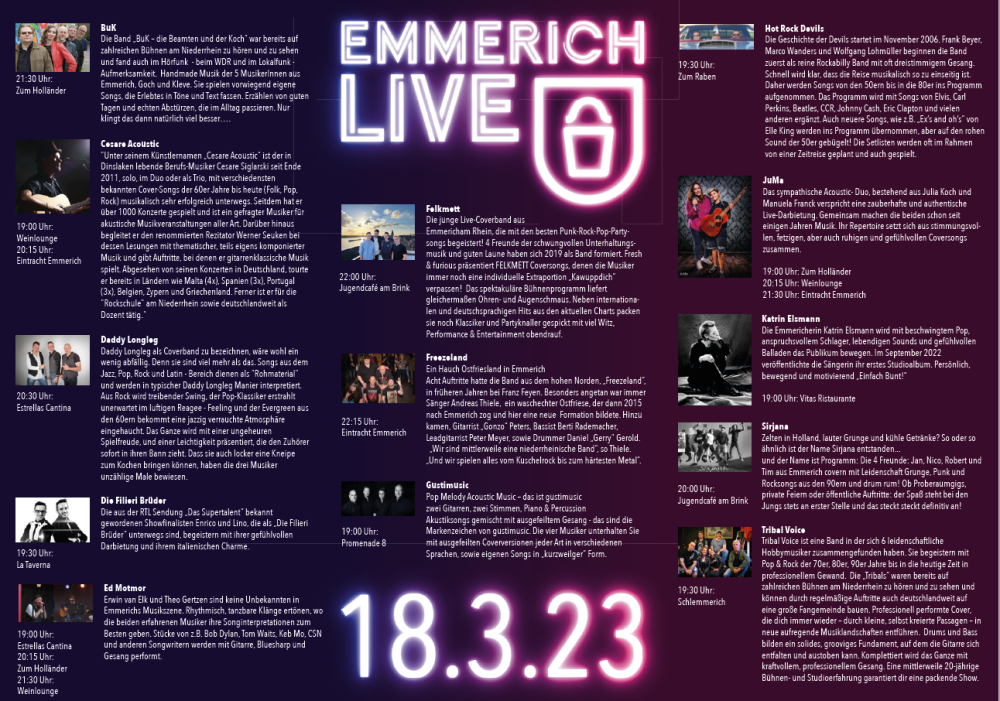 Emmerich live! - Tickets hier! >  | WfG Emmerich